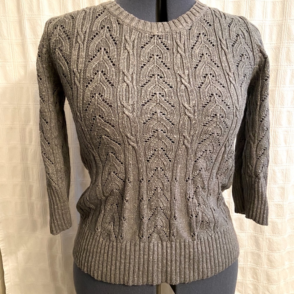 Lace Cable 3/4 Sleeve Sweater